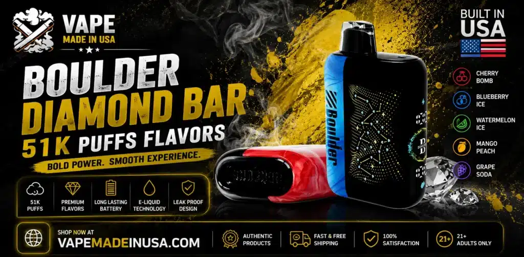 Boulder Diamond Bar 51K puffs flavors collection with premium device lineup and diamond design